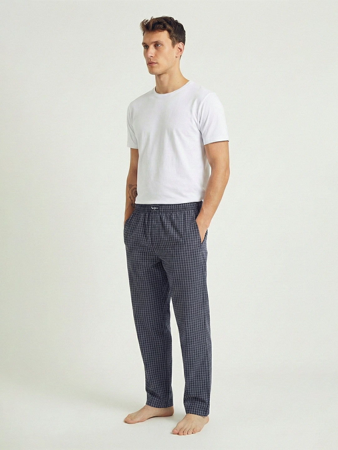 Checked Cotton Lounge Pants