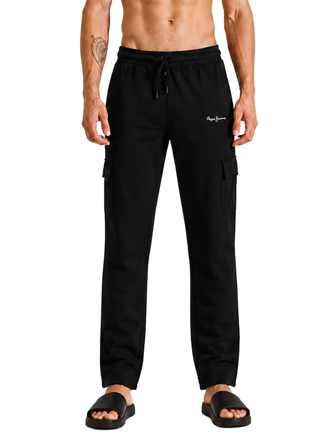 Men Black Regular Fit Solid Track Pants