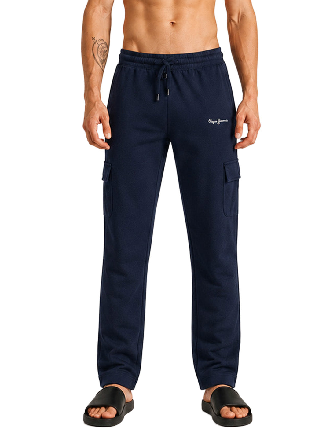 Men Navy Regular Fit Solid Track Pants