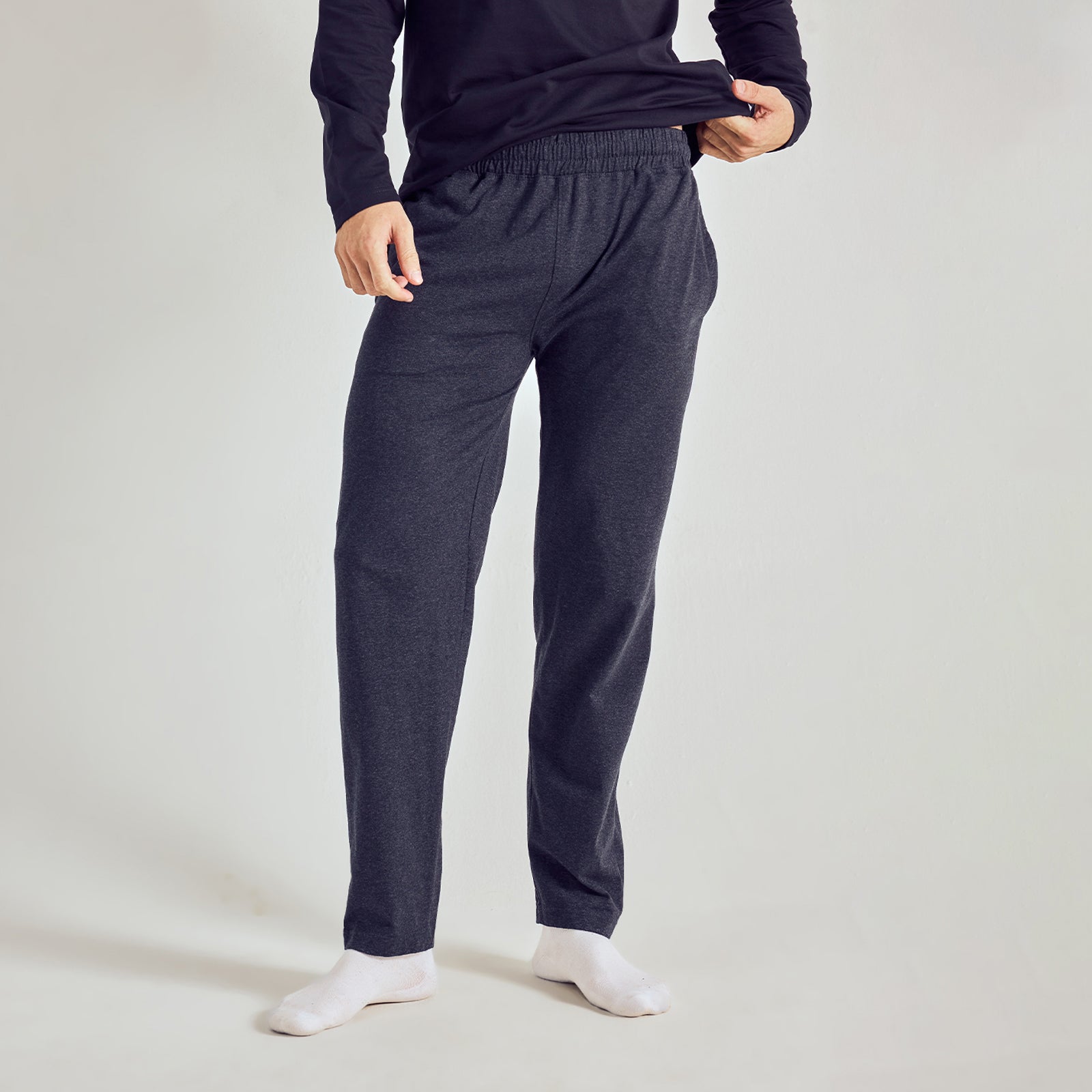 Men Solid Straight Pure Cotton Lounge Pant