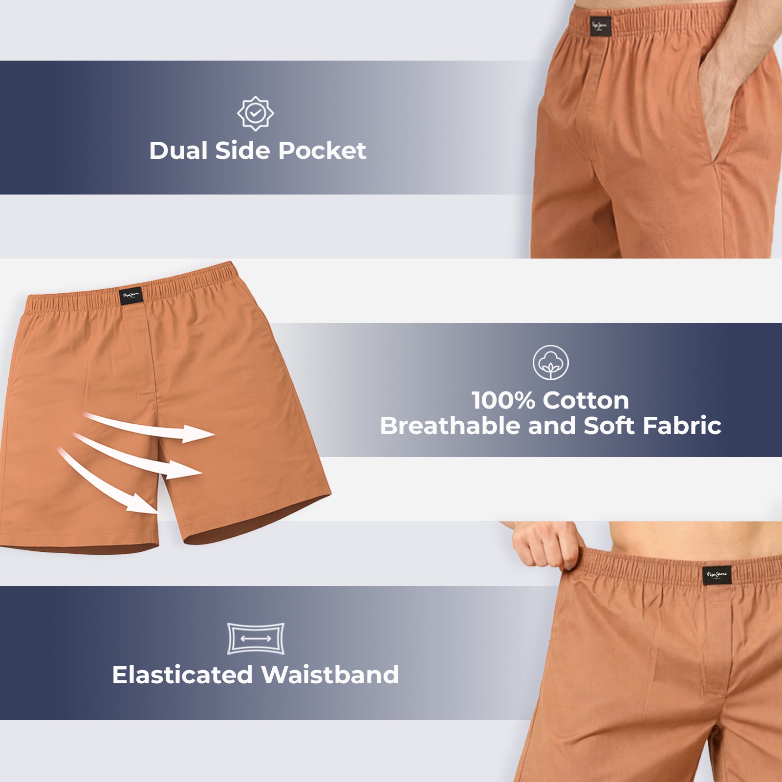 Pure Cotton Solid Boxers