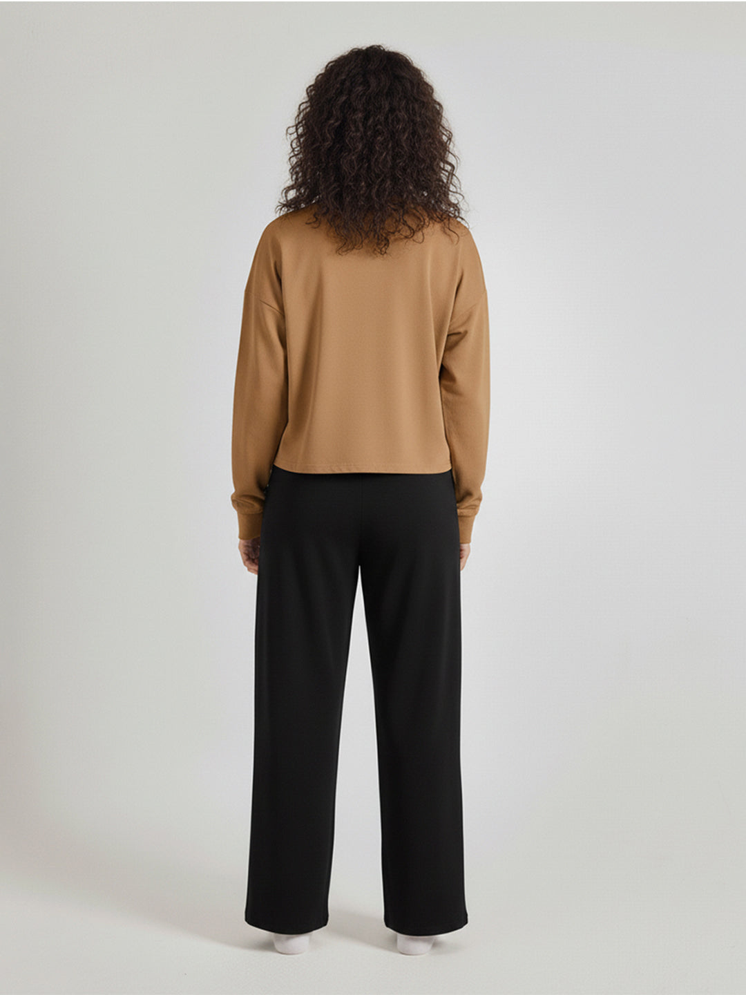 Women Solid Round Neck Pullover Oversized Sweatshirt