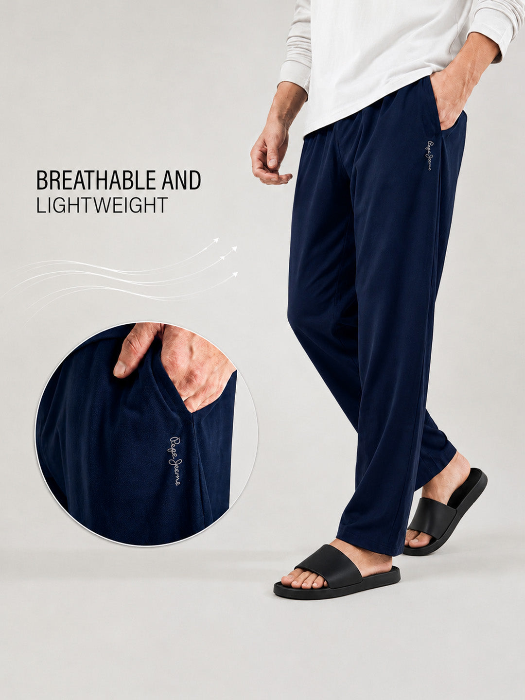 Men Solid Straight Pure Cotton Lounge Pant
