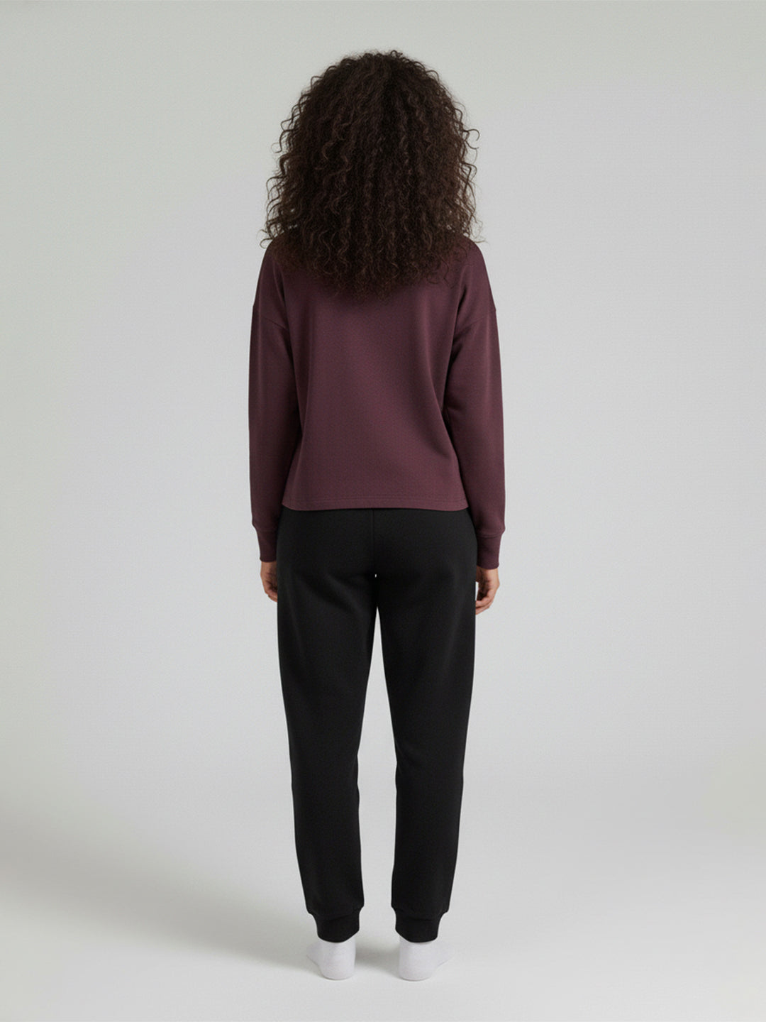 Women Solid Round Neck Pullover Oversized Sweatshirt