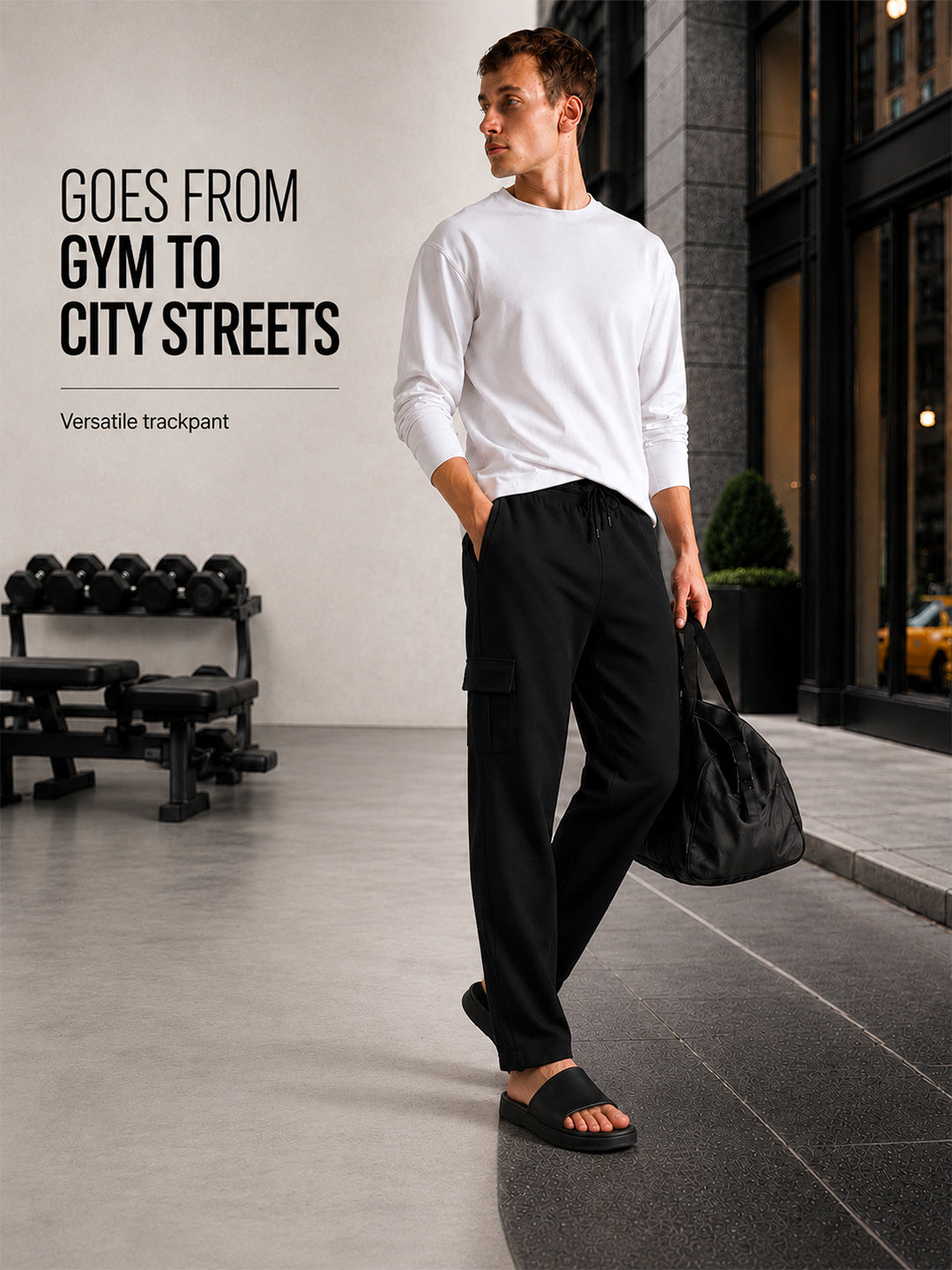 Men Black Regular Fit Solid Track Pants
