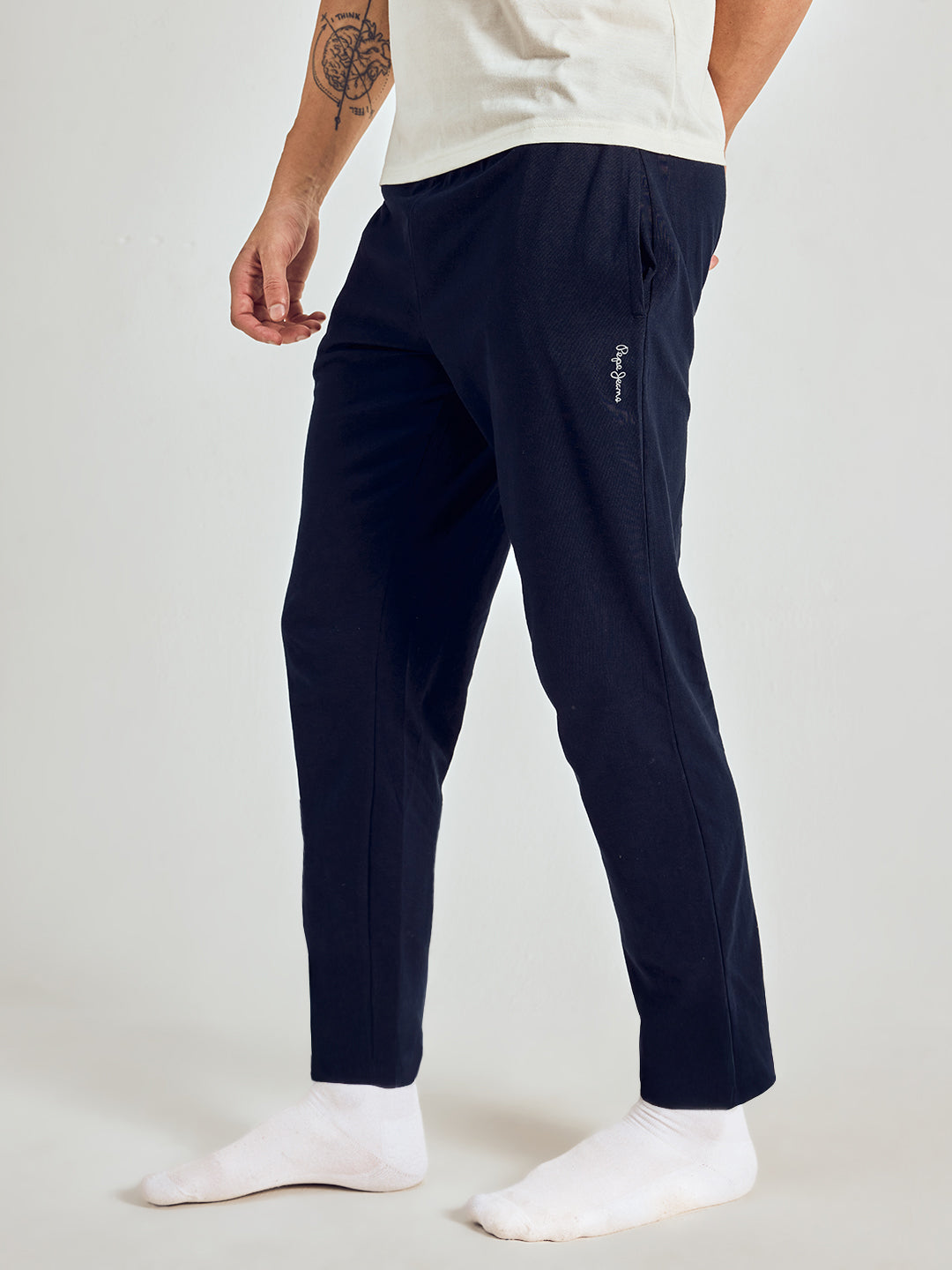 Men Solid Straight Pure Cotton Lounge Pant