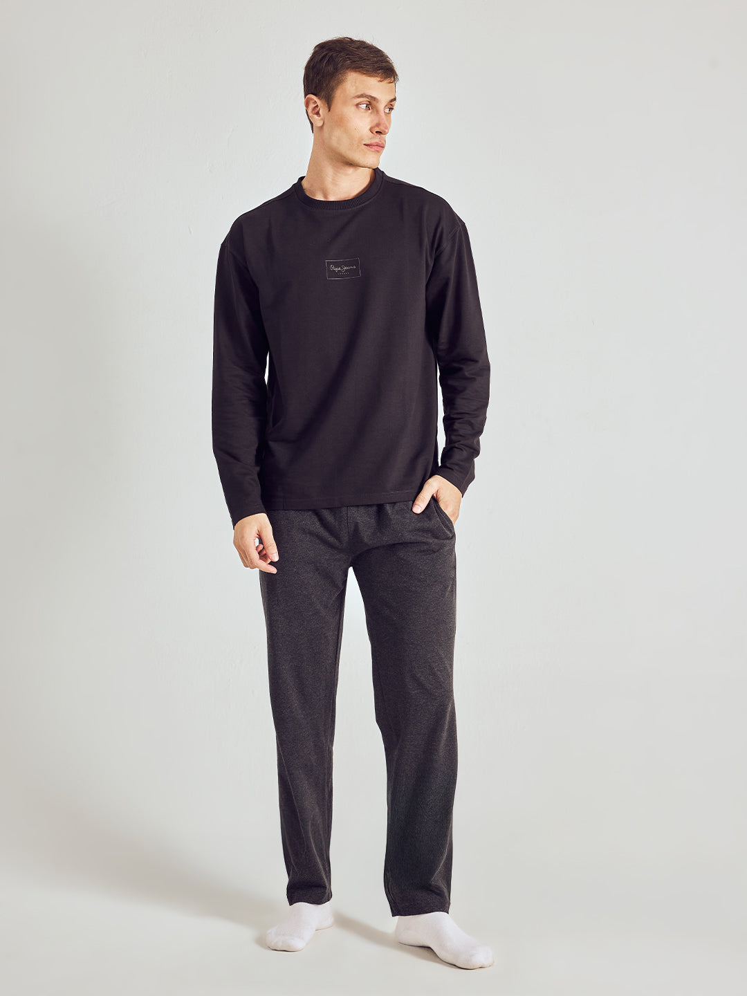 Men Solid Straight Pure Cotton Lounge Pant
