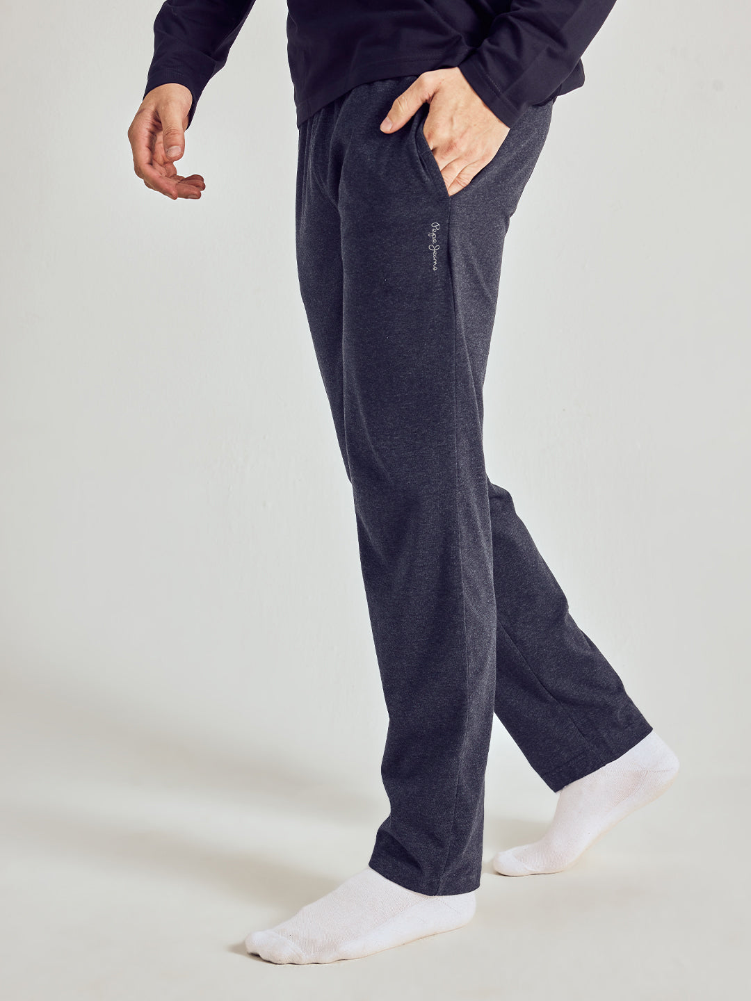 Men Solid Straight Pure Cotton Lounge Pant