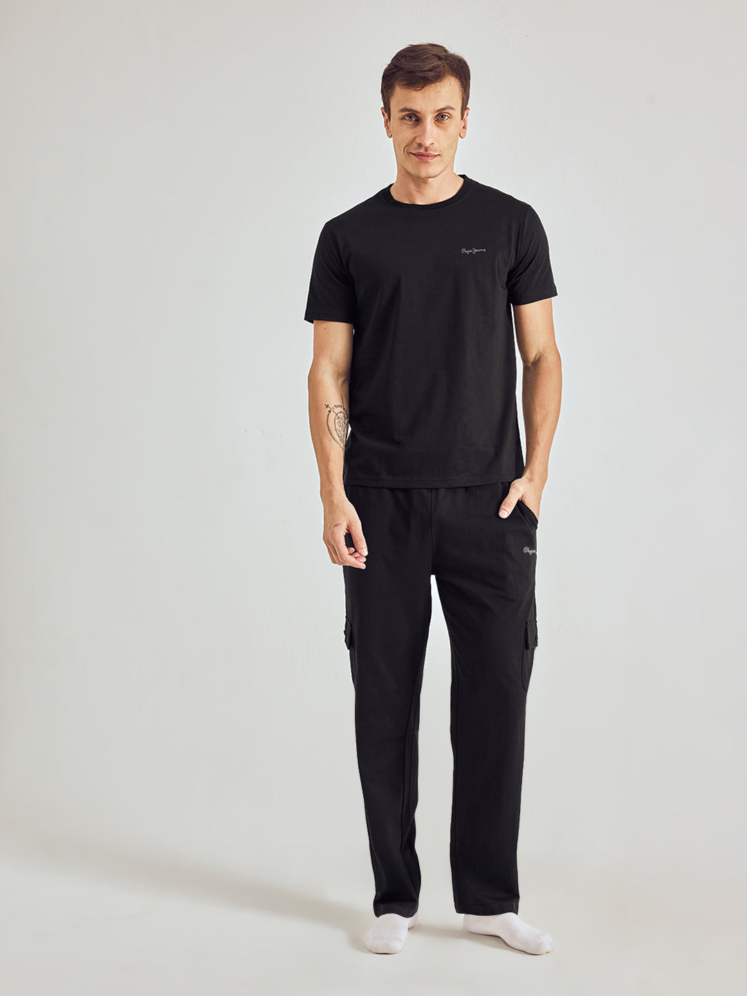 Men Black Regular Fit Solid Track Pants
