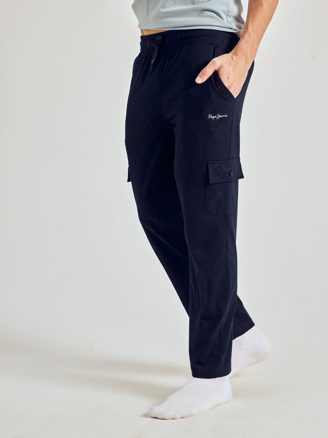 Men Navy Regular Fit Solid Track Pants