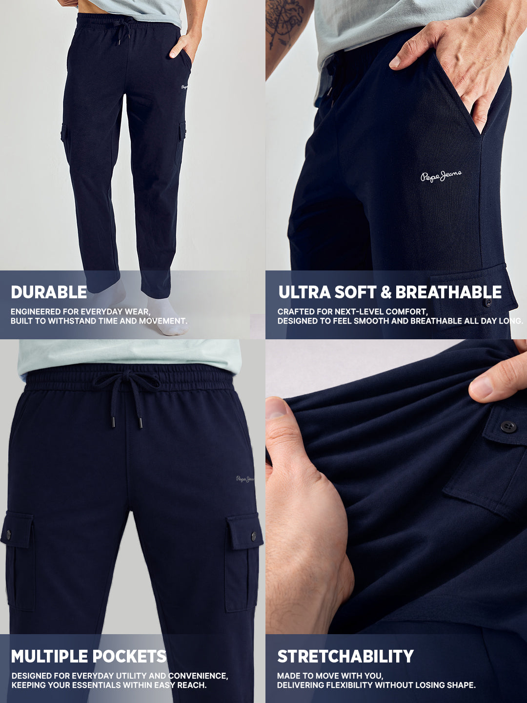 Men Navy Regular Fit Solid Track Pants