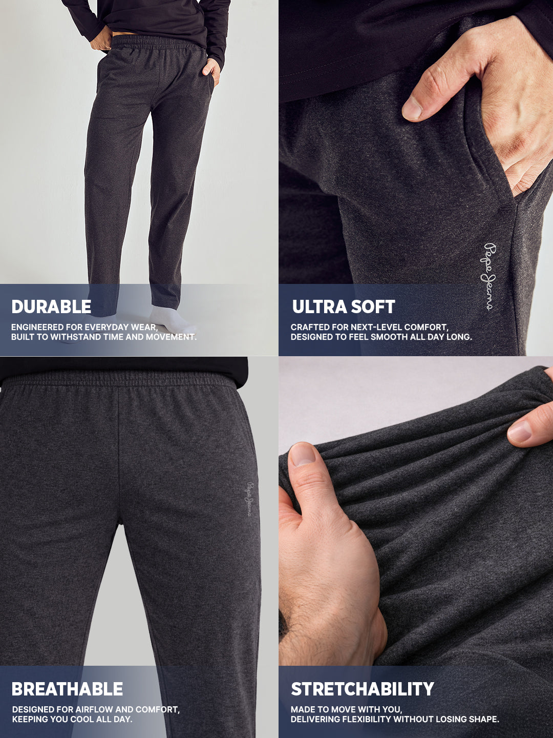 Men Solid Straight Pure Cotton Lounge Pant