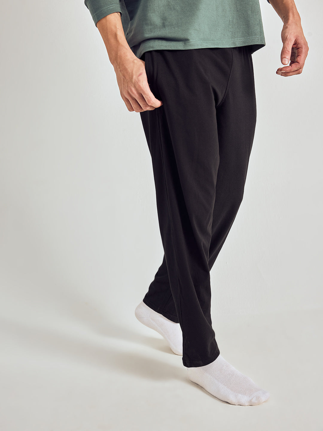 Men Solid Straight Pure Cotton Lounge Pant
