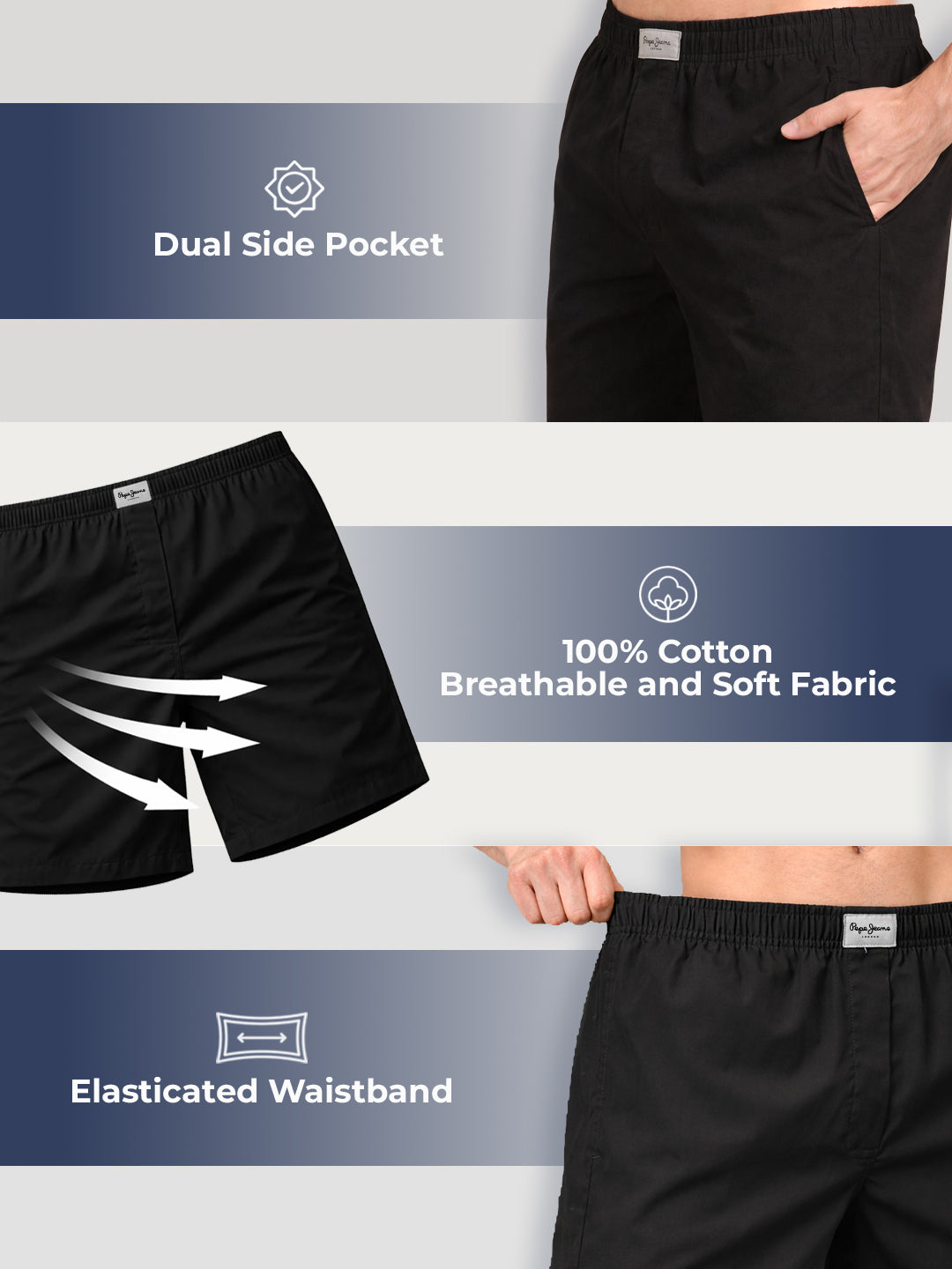 Pure Cotton Solid Boxers