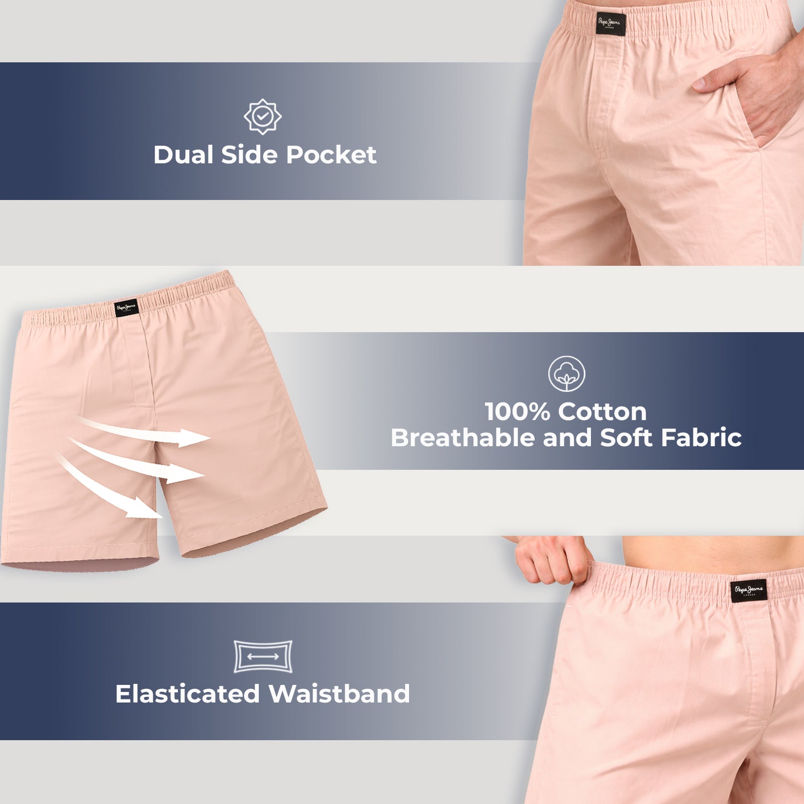 Pure Cotton Solid Boxers