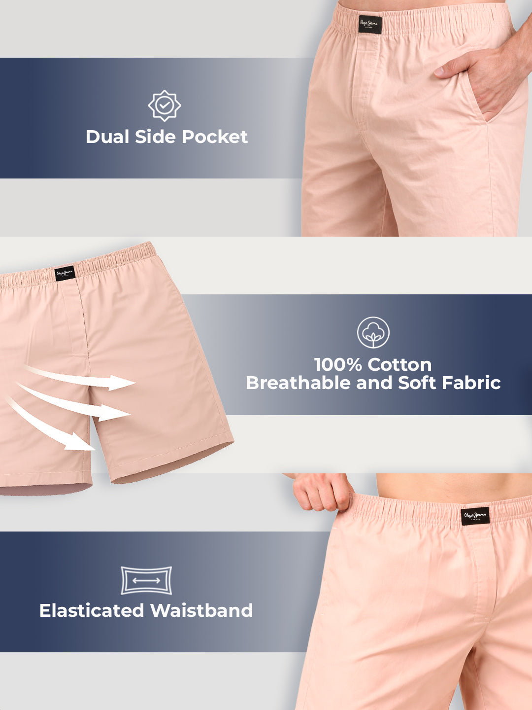 Pure Cotton Solid Boxers