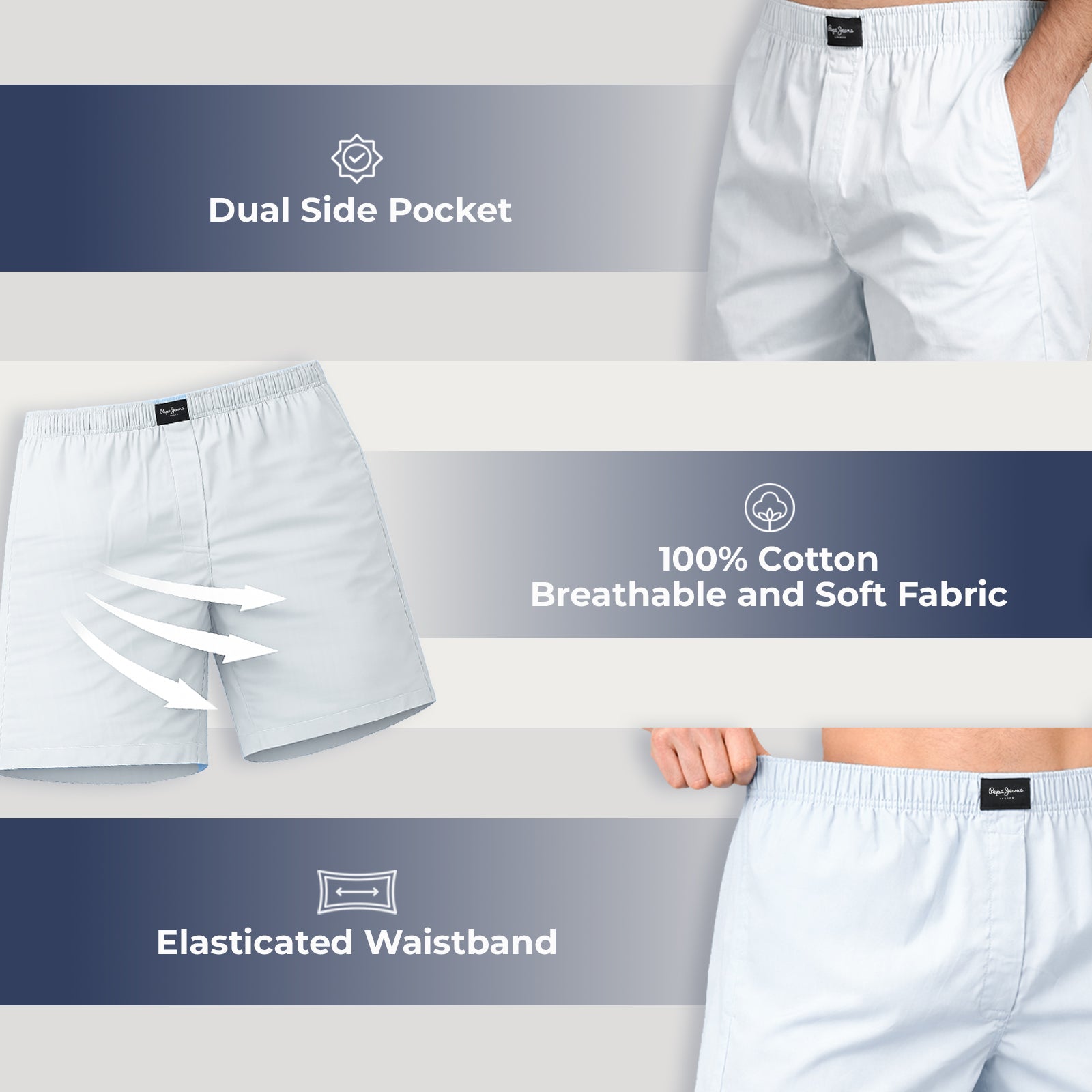 Pure Cotton Solid Boxers