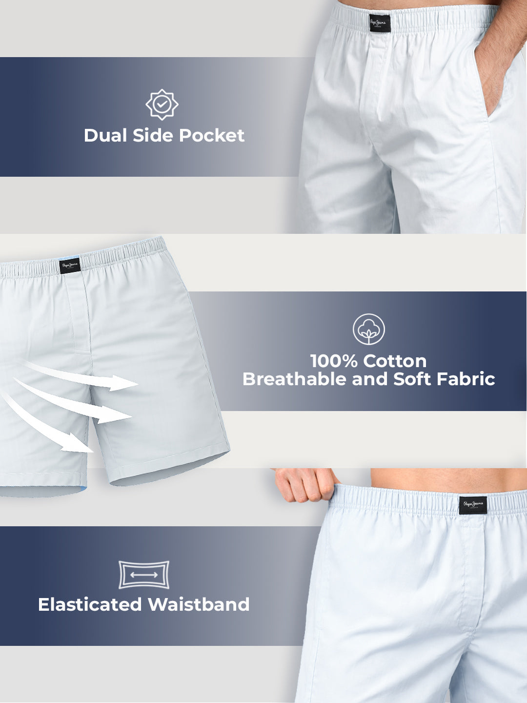 Pure Cotton Solid Boxers