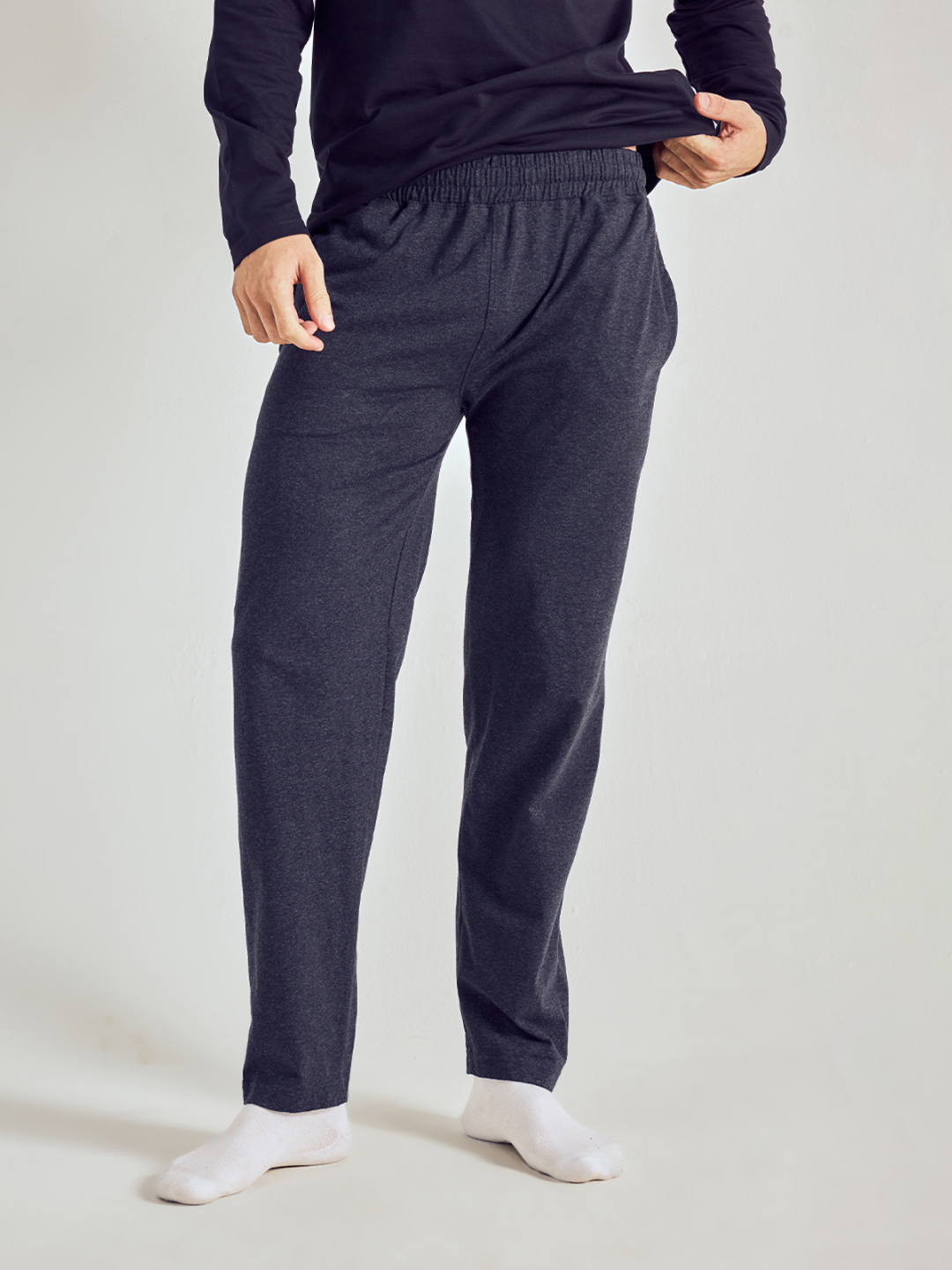 Men Solid Straight Pure Cotton Lounge Pant