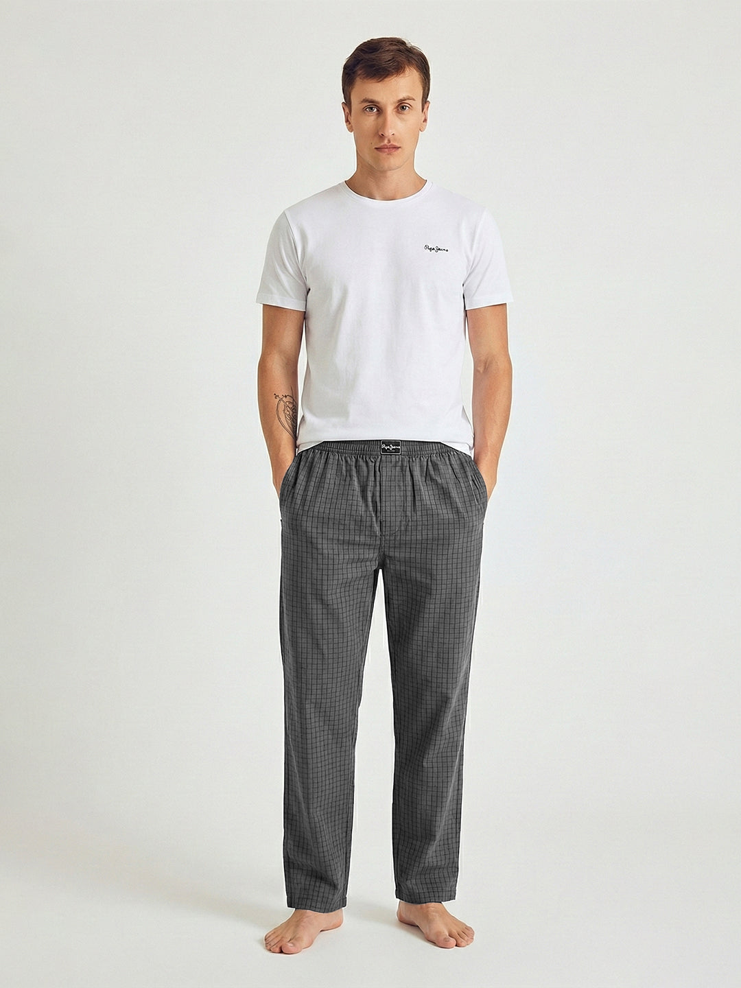 Checked Cotton Lounge Pants