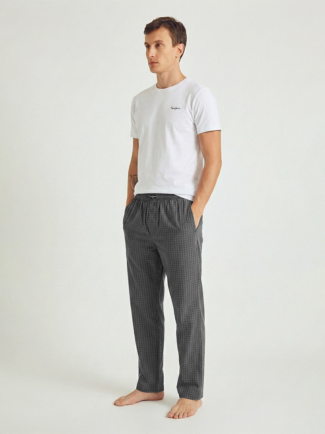 Checked Cotton Lounge Pants