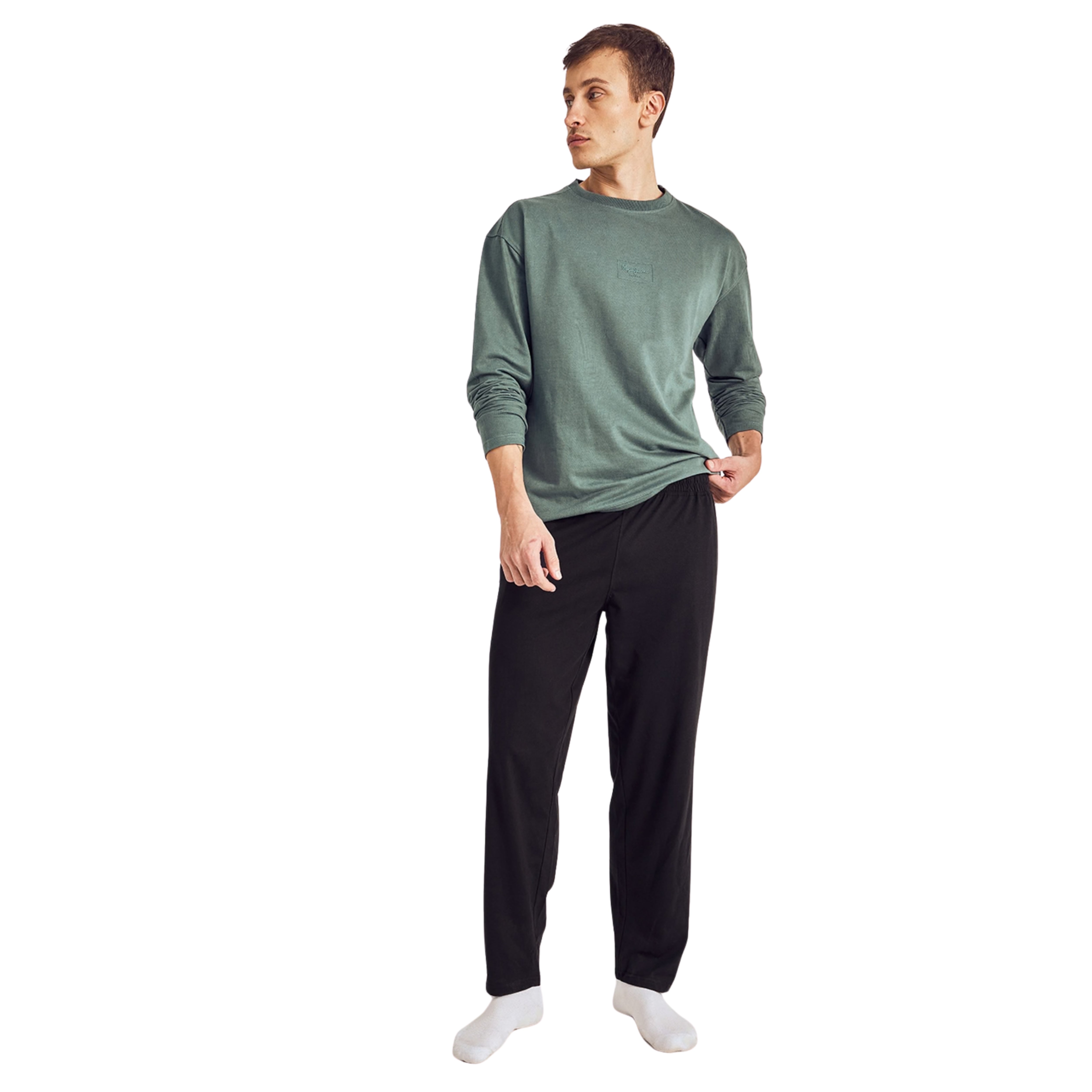 Men Solid Straight Pure Cotton Lounge Pant