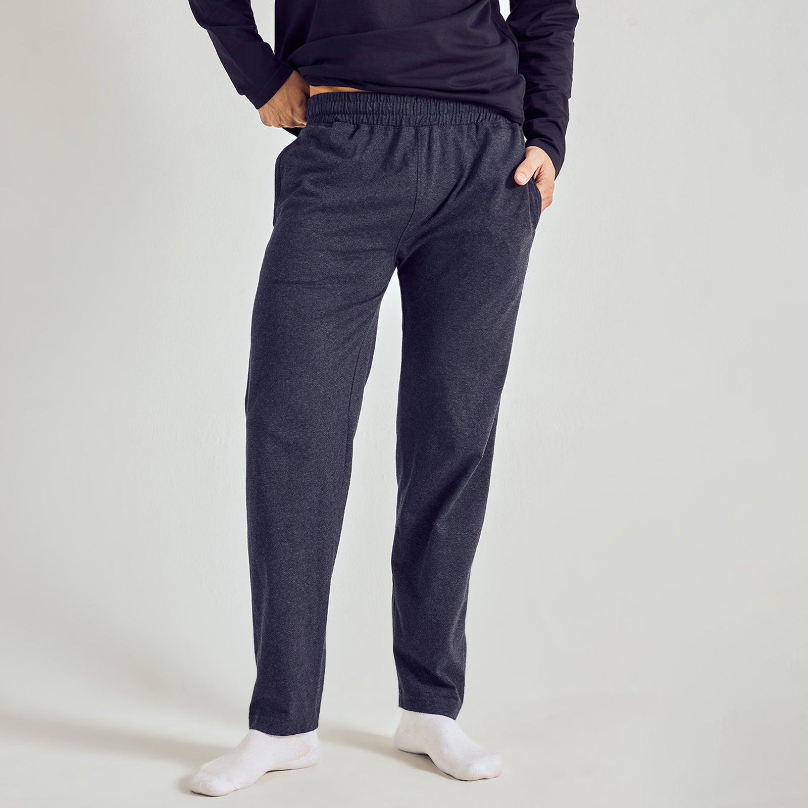 Men Solid Straight Pure Cotton Lounge Pant