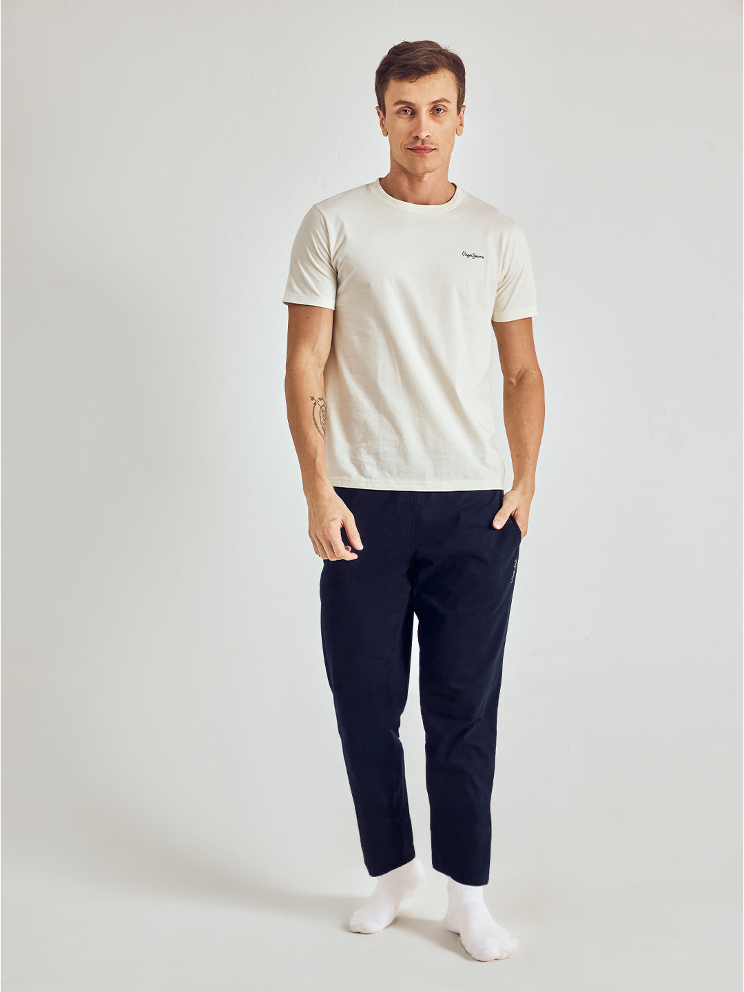 Men Solid Straight Pure Cotton Lounge Pant