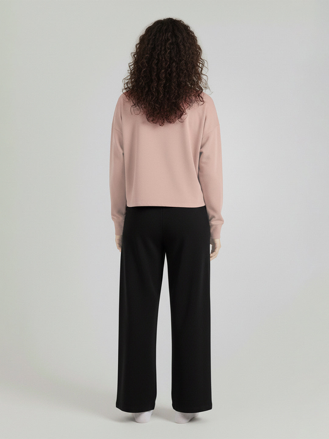 Women Solid Round Neck Pullover Oversized Sweatshirt