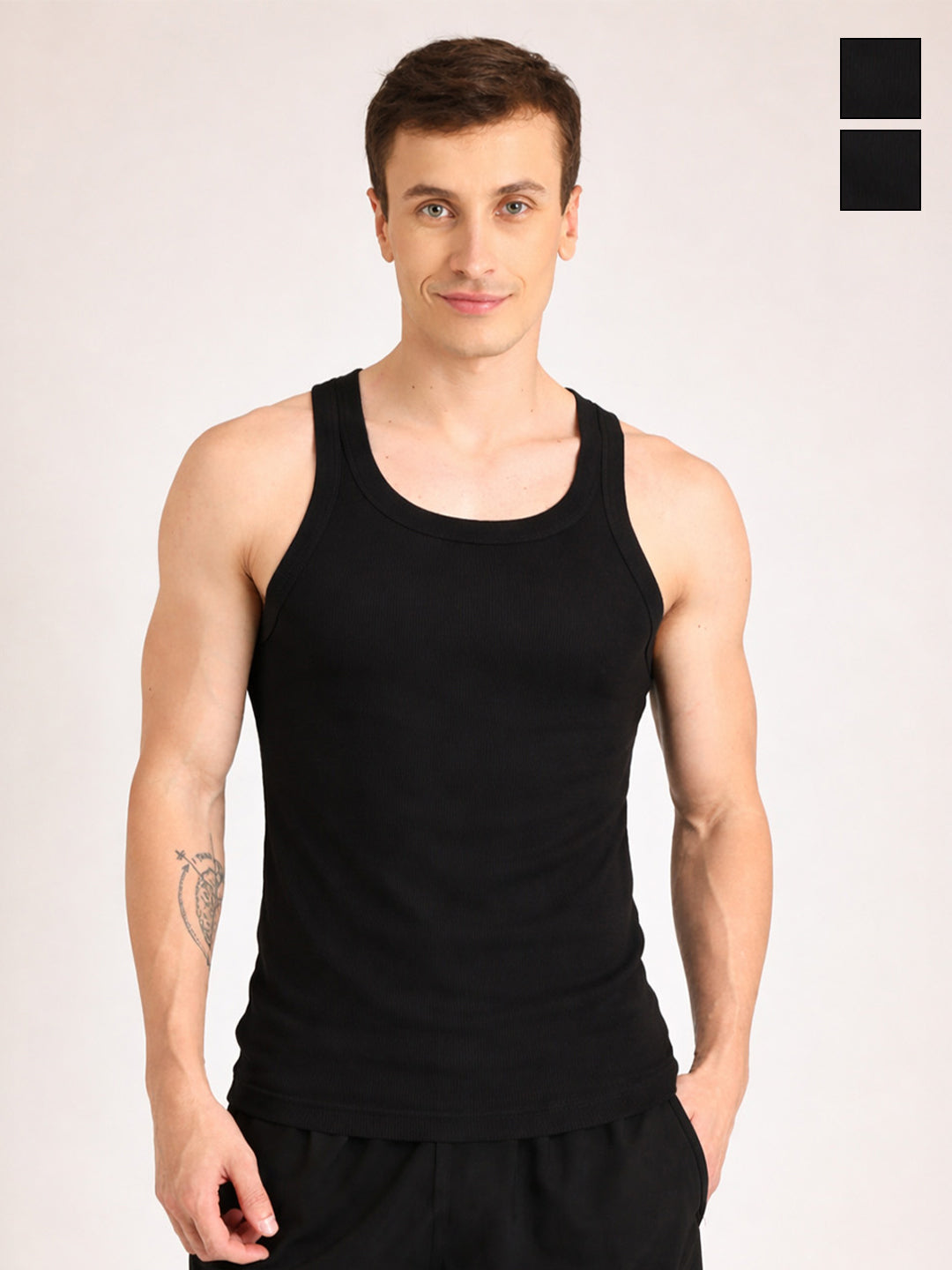 Men Ribbed Inner Vest Pack of 2