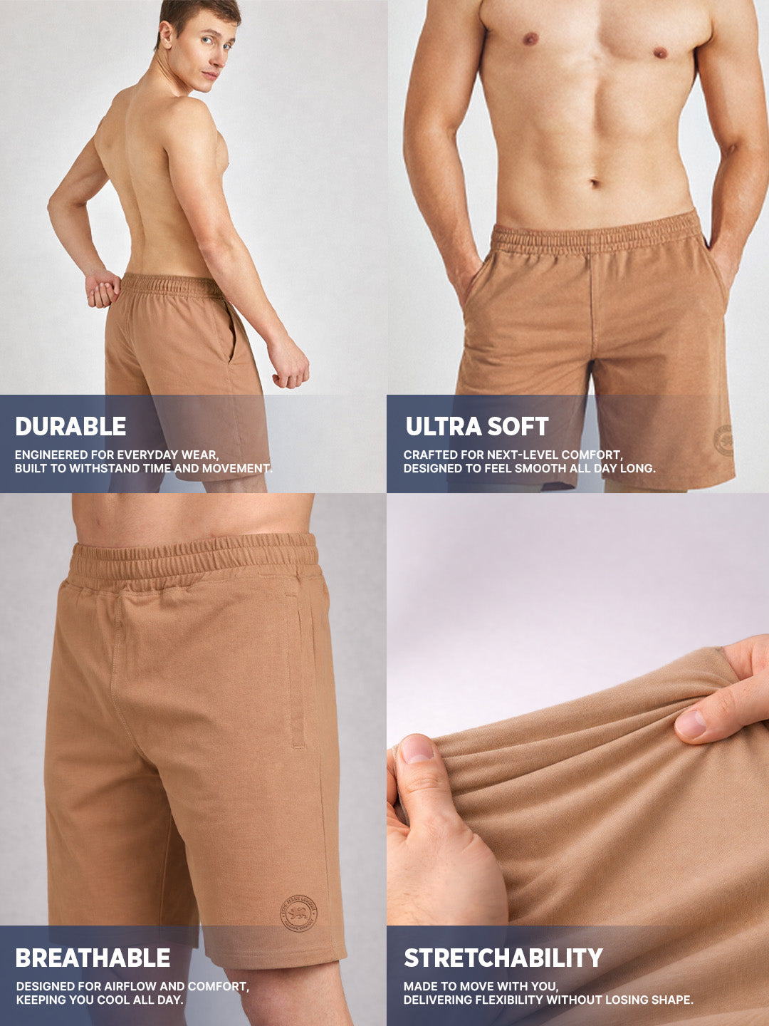 Men Mid-Rise Pure Cotton Shorts