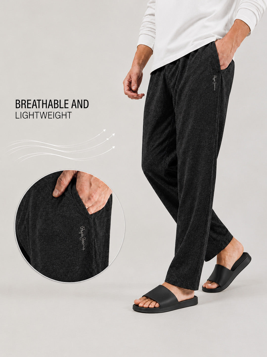 Men Solid Straight Pure Cotton Lounge Pant