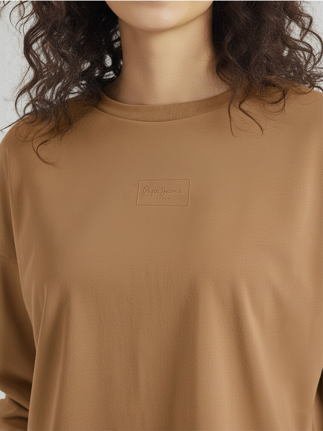 Women Solid Round Neck Pullover Oversized Sweatshirt