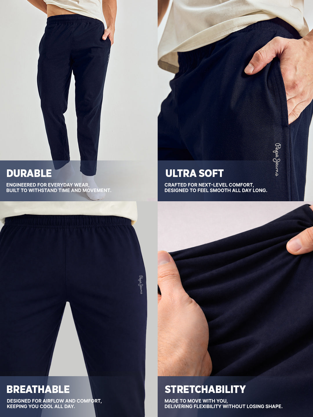 Men Solid Straight Pure Cotton Lounge Pant