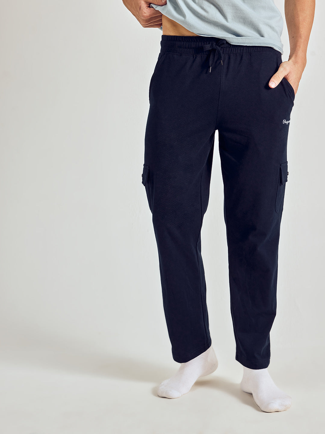 Men Navy Regular Fit Solid Track Pants