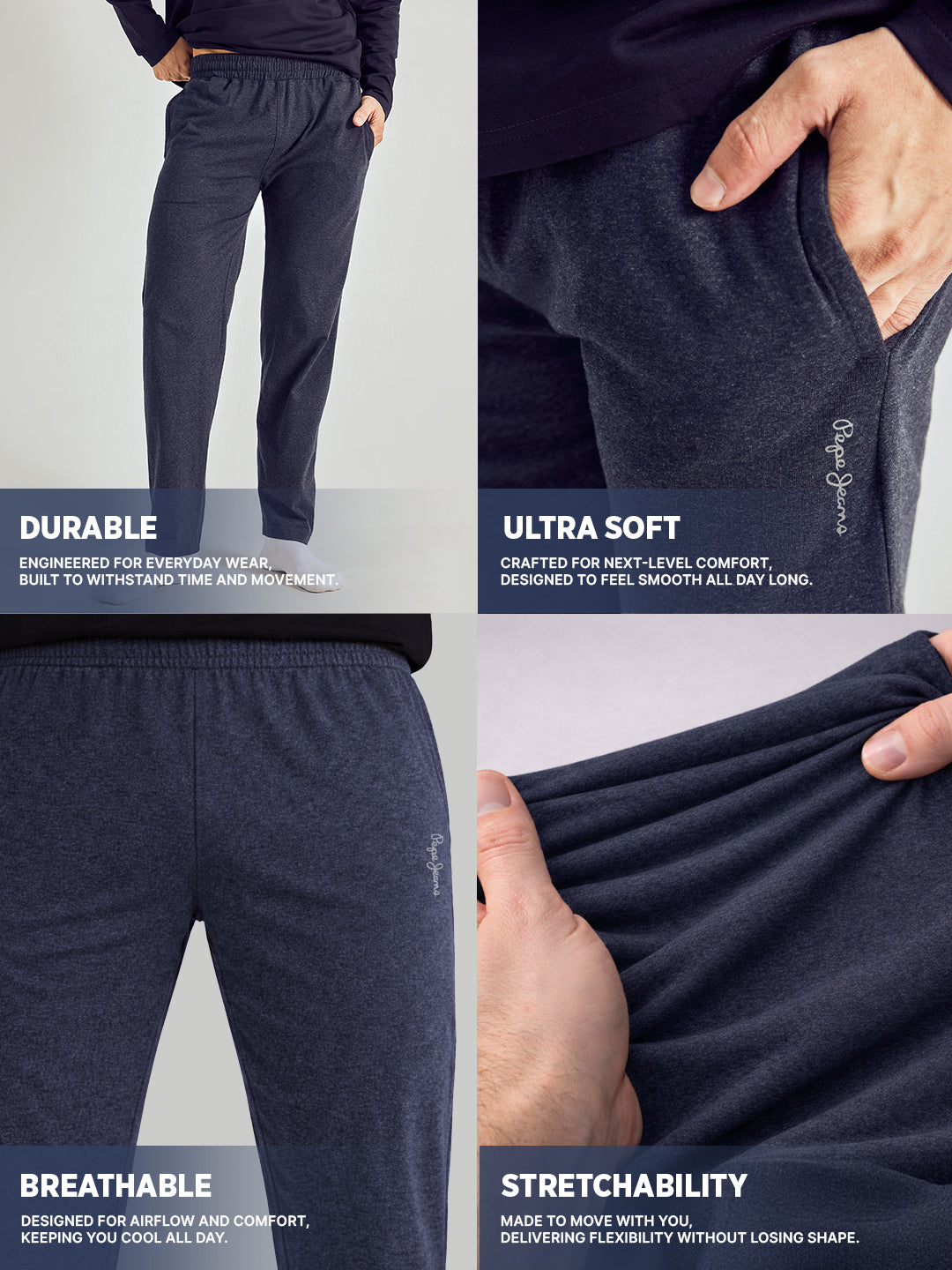 Men Solid Straight Pure Cotton Lounge Pant