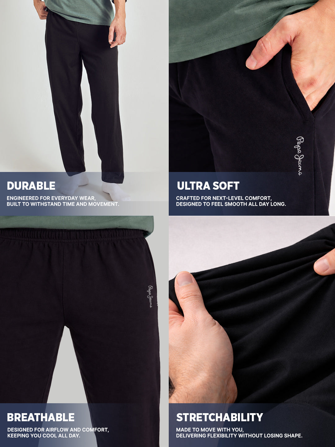 Men Solid Straight Pure Cotton Lounge Pant