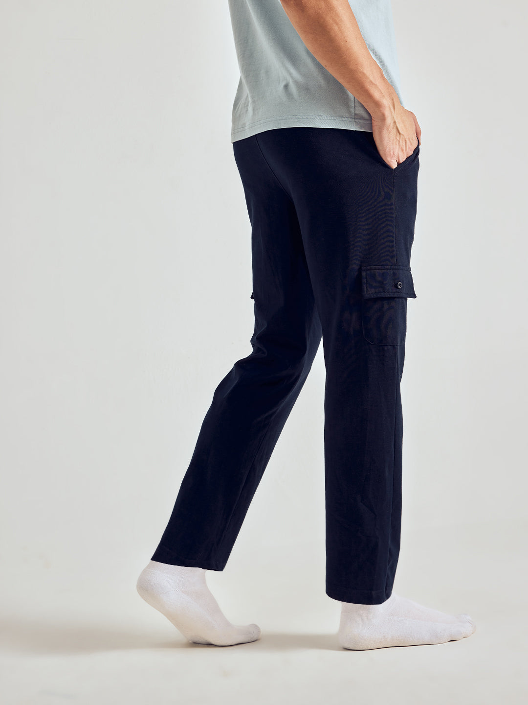 Men Navy Regular Fit Solid Track Pants
