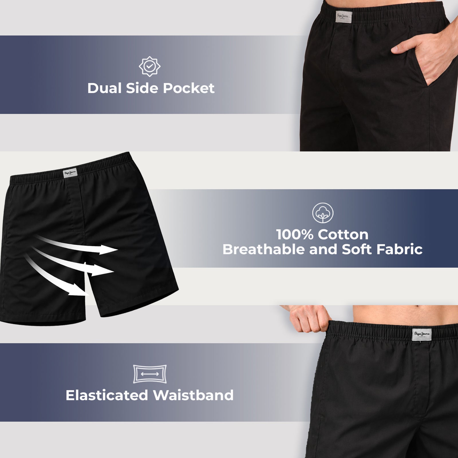 Pure Cotton Solid Boxers