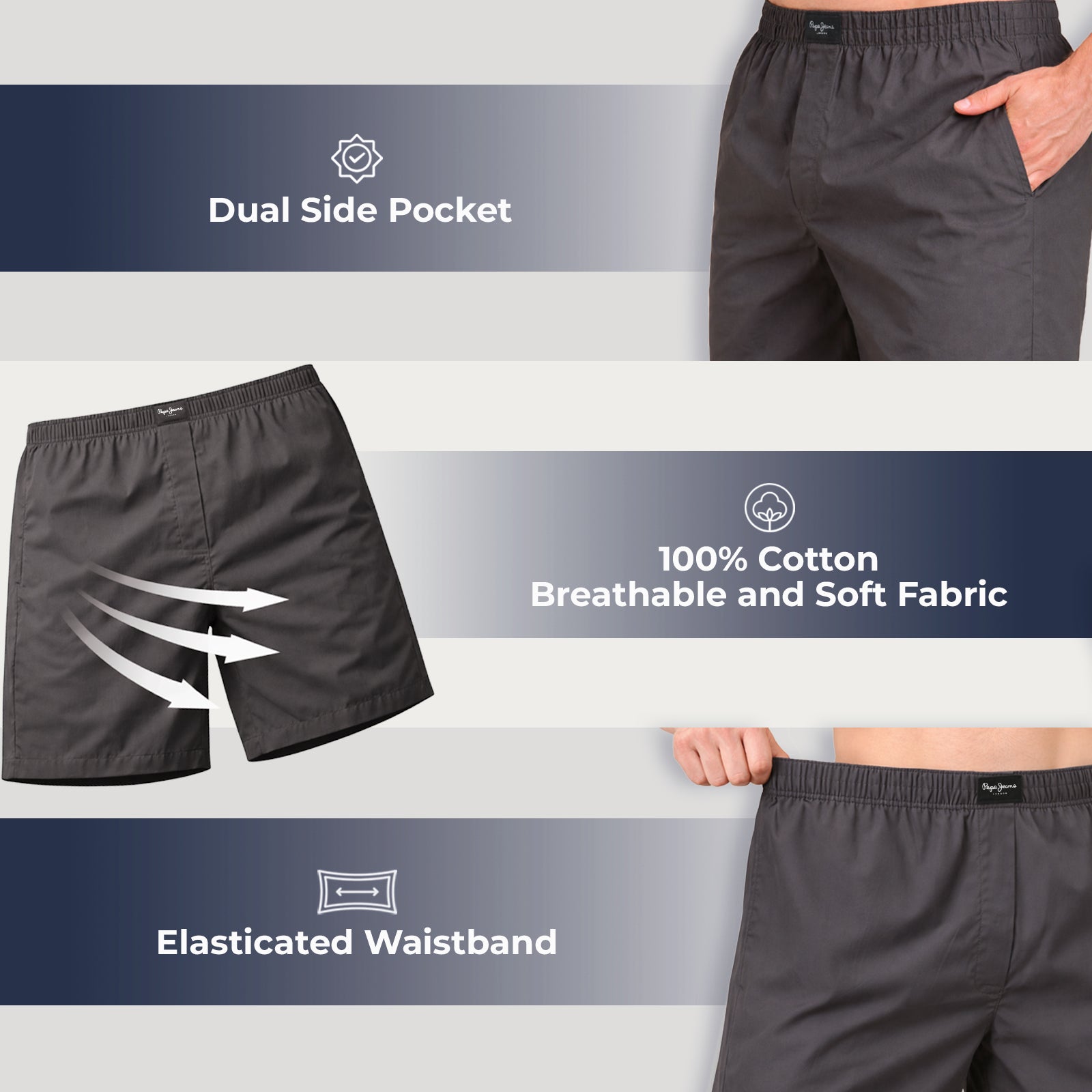 Pure Cotton Solid Boxers