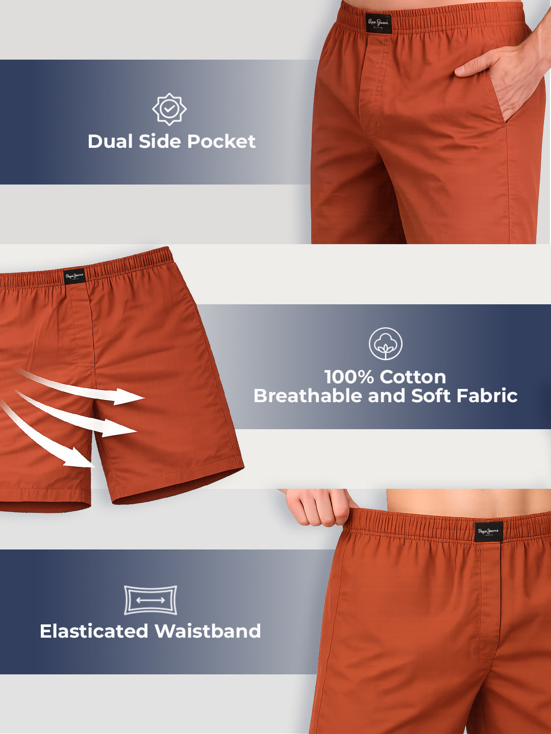Pure Cotton Solid Boxers