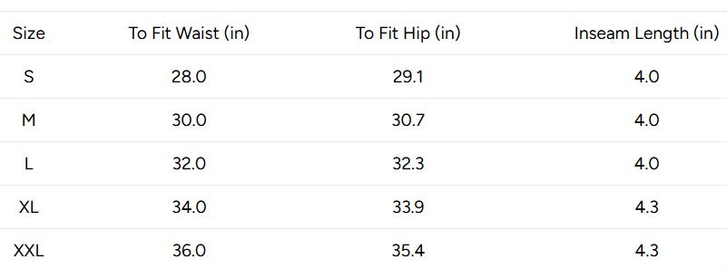 Size chart
