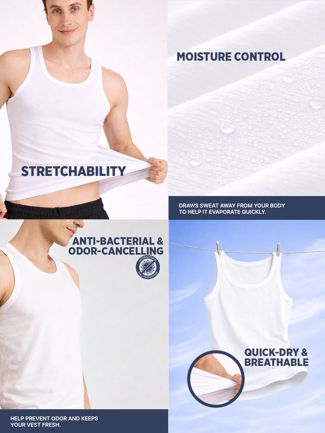 Men Ribbed Inner Vest Pack of 2