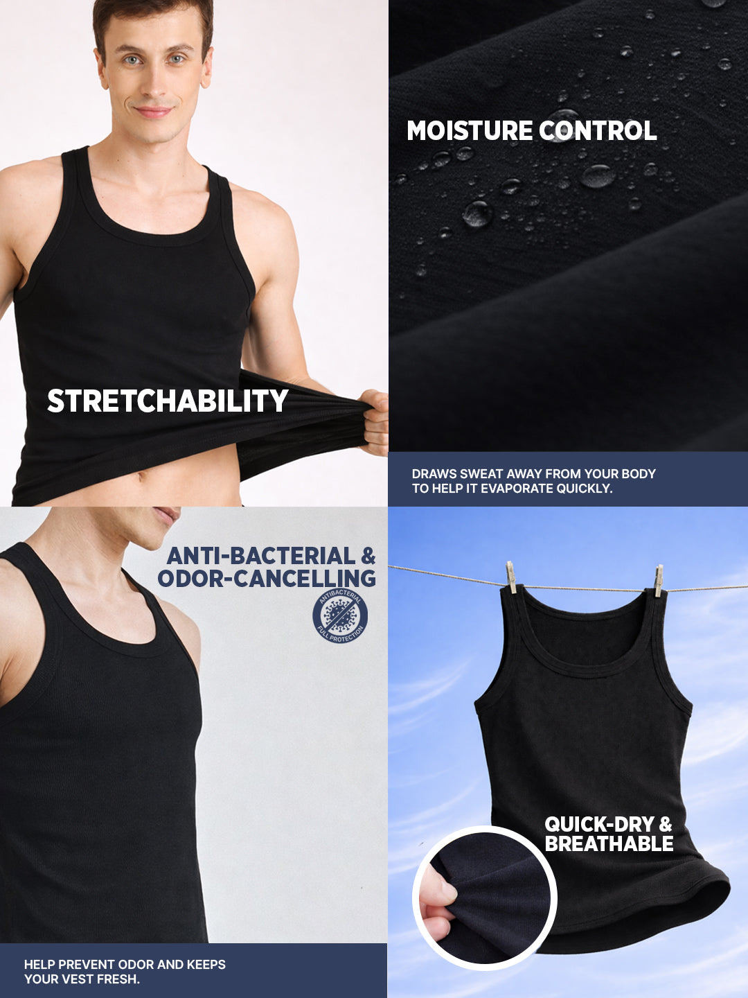 Men Ribbed Inner Vest Pack of 2